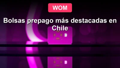 Wom prepaid SIM card on a pink neon-lit surface, highlighting flexible mobile plans in Chile.