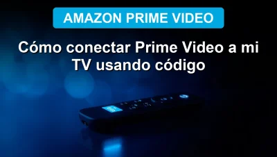 Código de activación de Prime Video en pantalla de TV inteligente con fondo azul neón