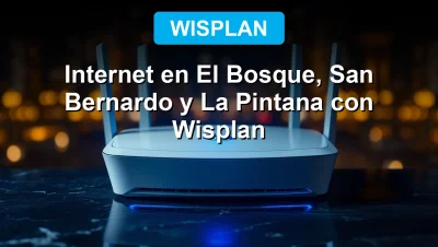 Wisplan fiber optic router glowing with blue light in a modern home setup, representing high-speed internet in Santiago communes.