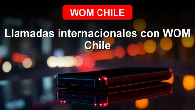A premium 3D smartphone glowing with red neon light, showcasing WOM Chile