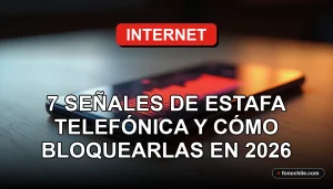 Un teléfono móvil moderno con pantalla oscura, mostrando un gráfico abstracto de barras rojas, sobre una mesa de madera clara. Concepto de seguridad y bloqueo de llamadas fraudulentas.