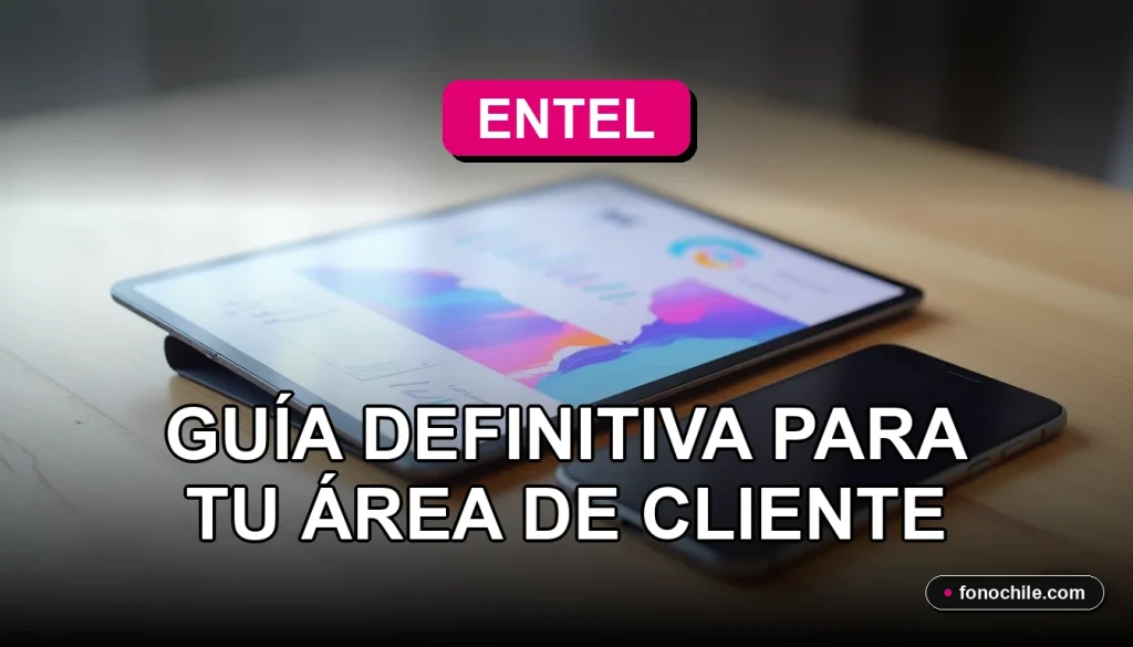 Área de cliente Entel 2026 mostrada en una tablet sobre una mesa de madera clara.