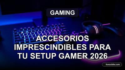 Setup gamer profesional con teclado mecánico RGB, mouse ergonómico, auriculares y alfombrilla de escritorio iluminados en una mesa de color negro mate.