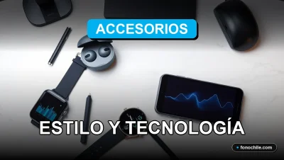 Accesorios tecnológicos modernos de 2026 sobre una mesa de diseño minimalista, mostrando gráficos abstractos en sus pantallas.