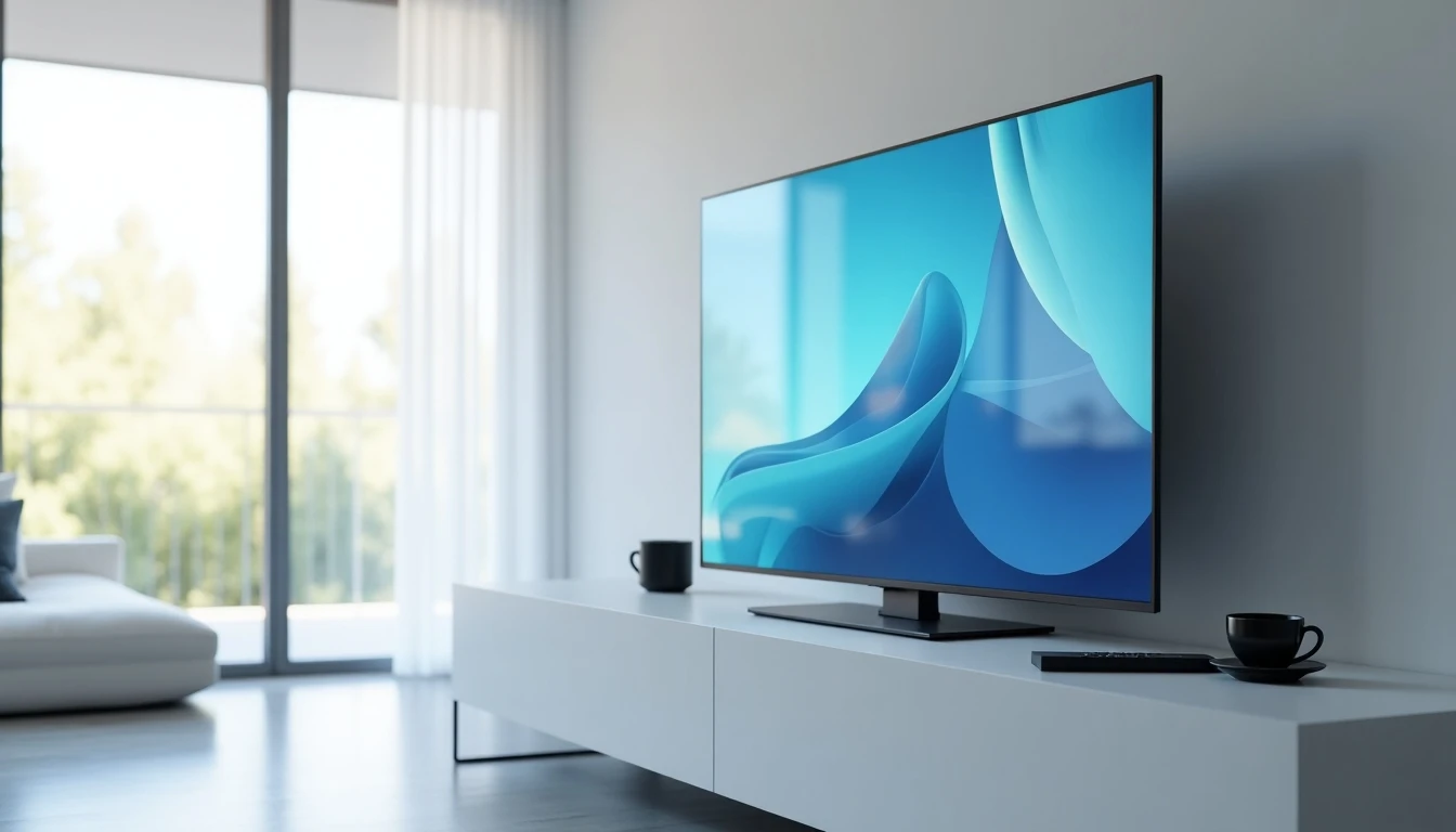 Smart TV moderna mostrando la interfaz de TVN Play en un living minimalista