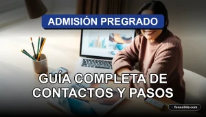 Guía completa de contactos y pasos para la admisión universitaria 2026 sobre un escritorio organizado.