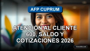 Una mujer hispana sonriente, representando el servicio de atención al cliente de AFP Cuprum, en un entorno profesional y confiable.