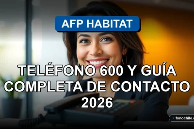 Una mujer hispana sonriente, asesora de AFP Habitat, en una oficina moderna con un teléfono de empresa en la mesa.