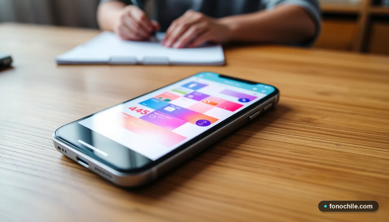 Smartphone mostrando una interfaz de calendario colorida para agendar citas médicas en un laboratorio clínico.