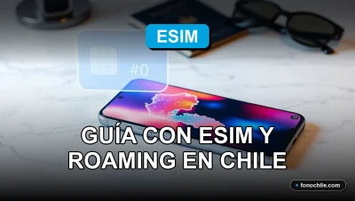 Una guía visual sobre cómo usar eSIM y roaming para ahorrar datos móviles durante un viaje a Chile en 2026.