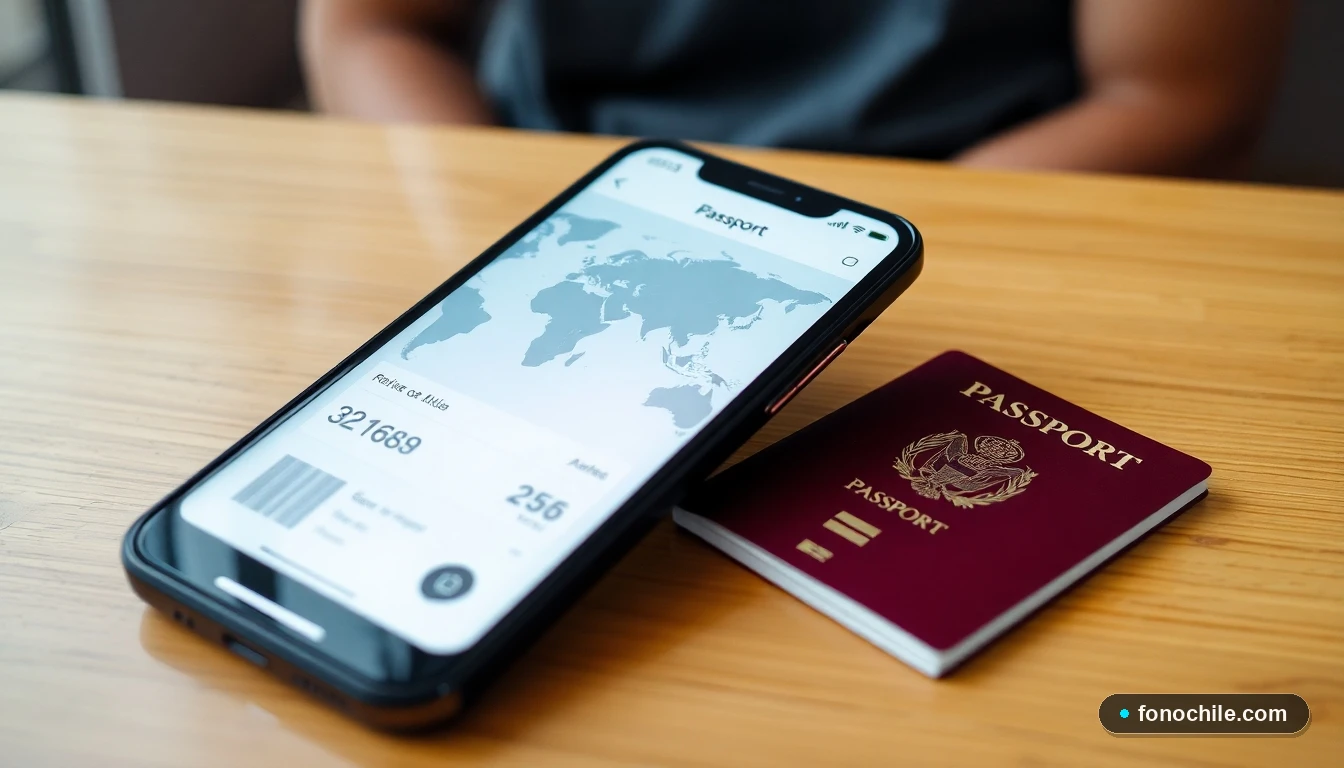 Smartphone mostrando mapa mundial y gráficos de consumo de datos para viajes internacionales, estrategias de ahorro.
