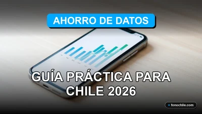 Guía para ahorrar datos móviles en Chile. Smartphone mostrando gráficos abstractos de uso de datos.