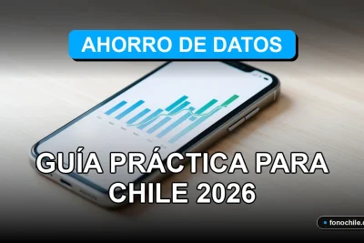Guía para ahorrar datos móviles en Chile. Smartphone mostrando gráficos abstractos de uso de datos.