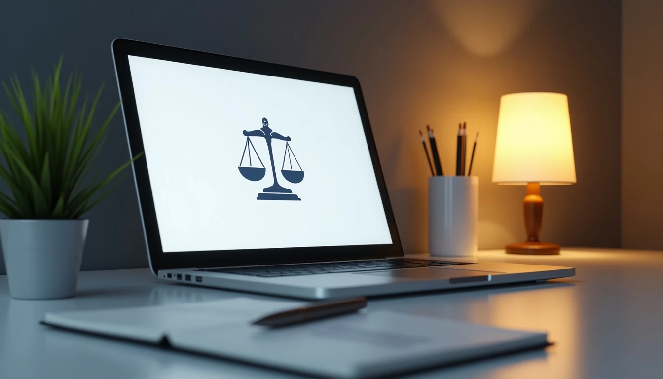 Escritorio con elementos que simbolizan transparencia y asesoría legal contra la corrupción en Chile.