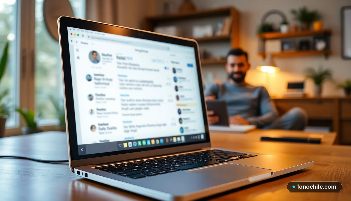 Persona migrando su correo electrónico desde VTR a un nuevo servicio en su computador portátil