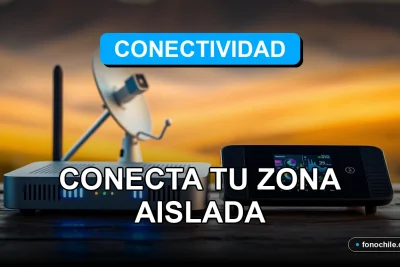 Alternativas de internet satelital y de radiofrecuencia para zonas rurales de Chile en 2026, mostrando tecnología moderna sobre una mesa de madera.