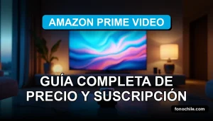 Una suscripción moderna de streaming en Chile mostrada en una pantalla de televisor inteligente con gráficos abstractos.