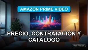 Aplicación de streaming en un televisor moderno mostrando gráficos abstractos de colores.