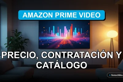 Aplicación de streaming en un televisor moderno mostrando gráficos abstractos de colores.