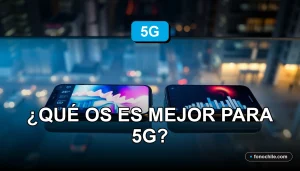 Comparación de rendimiento 5G entre Android e iOS en Chile, mostrando gráficos de velocidad en dispositivos modernos.