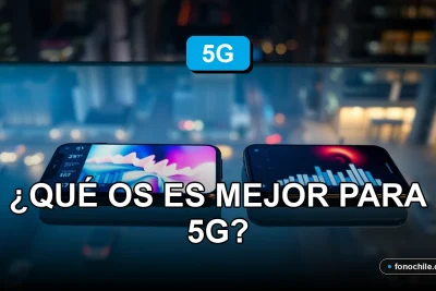 Comparación de rendimiento 5G entre Android e iOS en Chile, mostrando gráficos de velocidad en dispositivos modernos.