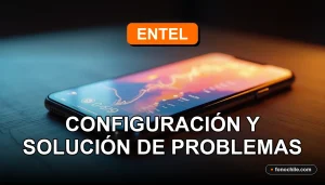 Configuración APN Entel en smartphone mostrando gráficos abstractos de conexión.