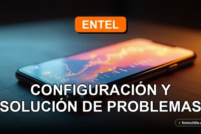 Configuración APN Entel en smartphone mostrando gráficos abstractos de conexión.