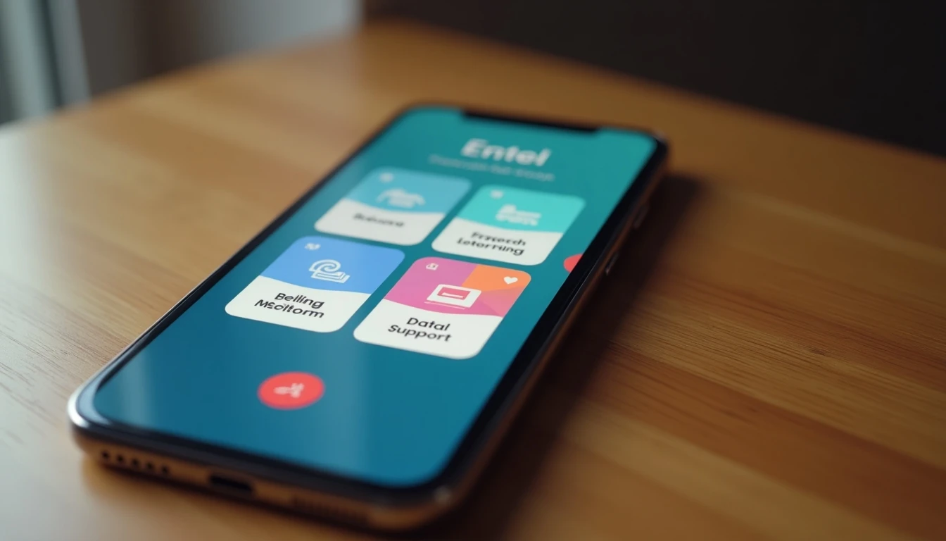 Captura de pantalla de la App Entel Chile mostrando su interfaz de gestión principal en un teléfono inteligente.