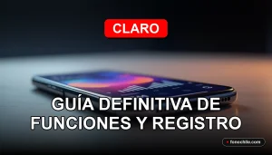 Aplicación móvil Mi Claro mostrando gráficos abstractos en un teléfono inteligente moderno, descansando sobre una mesa de madera clara.