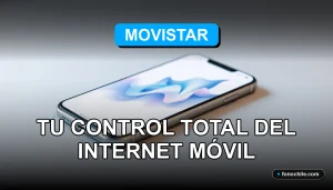 Una aplicación móvil de Movistar Chile mostrando gráficos de datos de consumo de internet en un teléfono inteligente moderno.