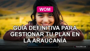 Mujer mapuche en La Araucanía usando su smartphone para gestionar su plan móvil Wom 2026