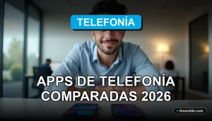 Comparativa visual de aplicaciones de comunicación móvil en 2026 mostrando gráficos abstractos de datos.