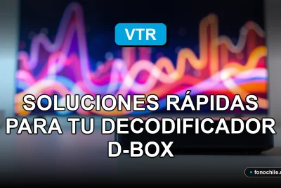 Asistencia técnica VTR para decodificador d-BOX 2026 en escritorio moderno con gráficos abstractos en pantalla.