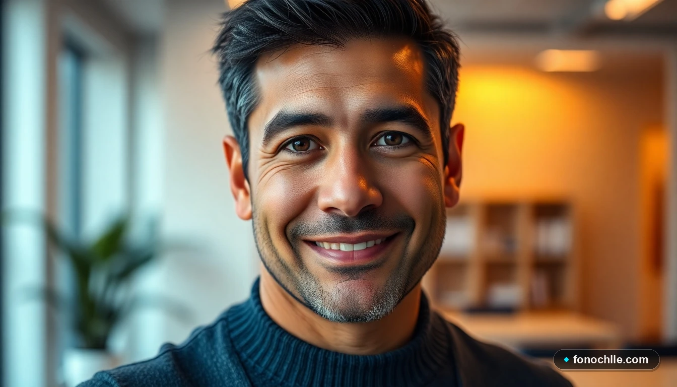 Asesor de atención al cliente CMR Falabella, hombre hispano ofreciendo soporte personalizado.