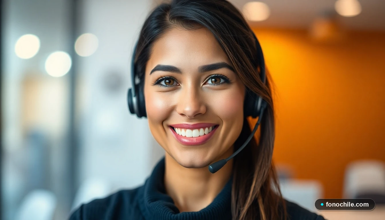 Agente de atención al cliente de DIRECTV sonriendo, representando un servicio amable y profesional.