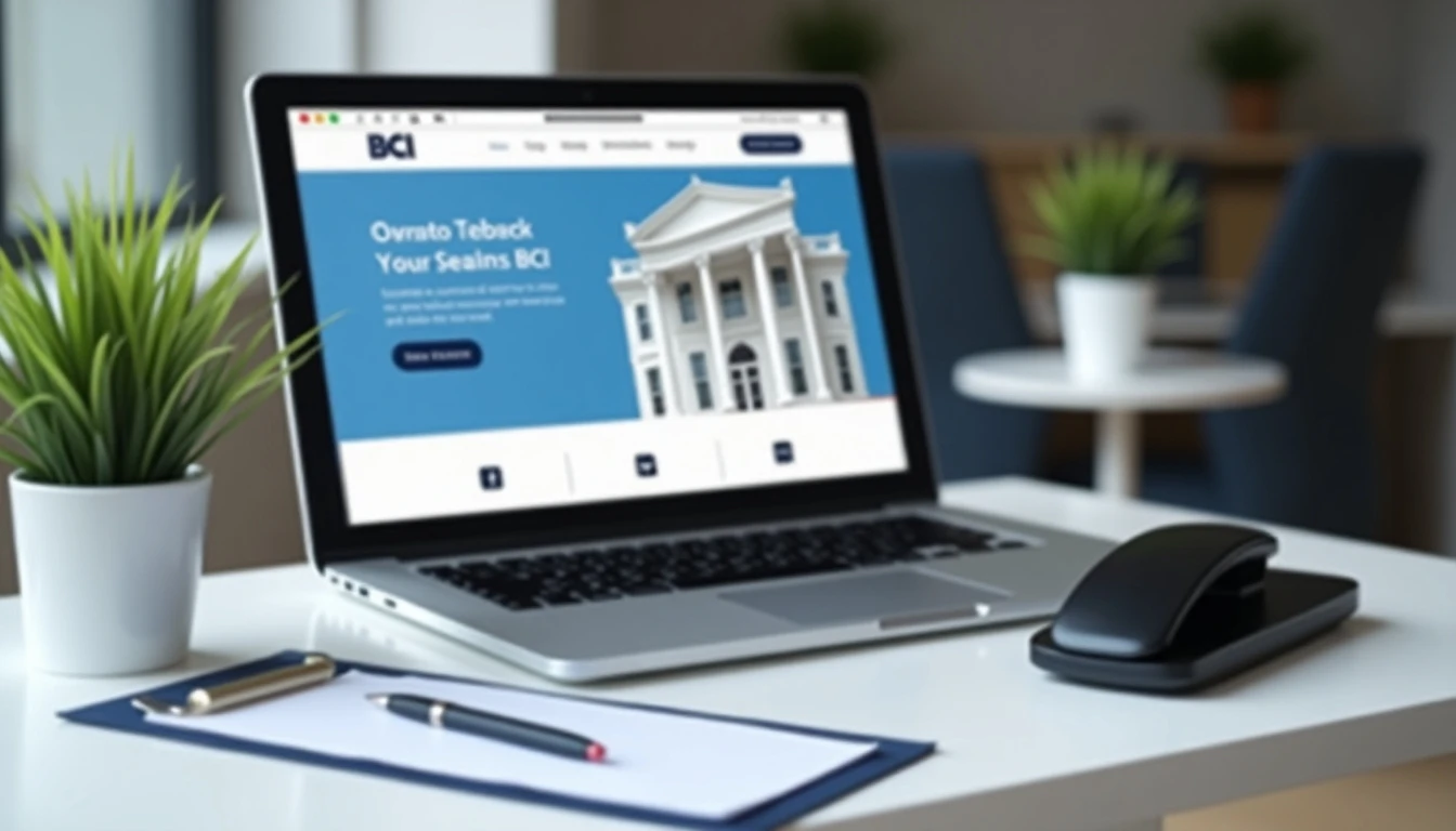 Escritorio profesional con los canales de contacto del Banco BCI Chile