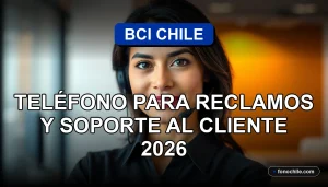 BCI Chile customer support representative in a modern office, looking at the camera with a calm, professional expression.
