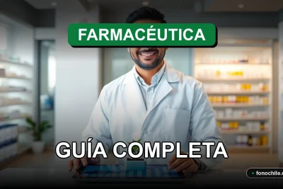 Un farmacéutico en Chile revisa datos en una tablet mostrando gráficos abstractos, concepto de atención farmacéutica y salud 2026.