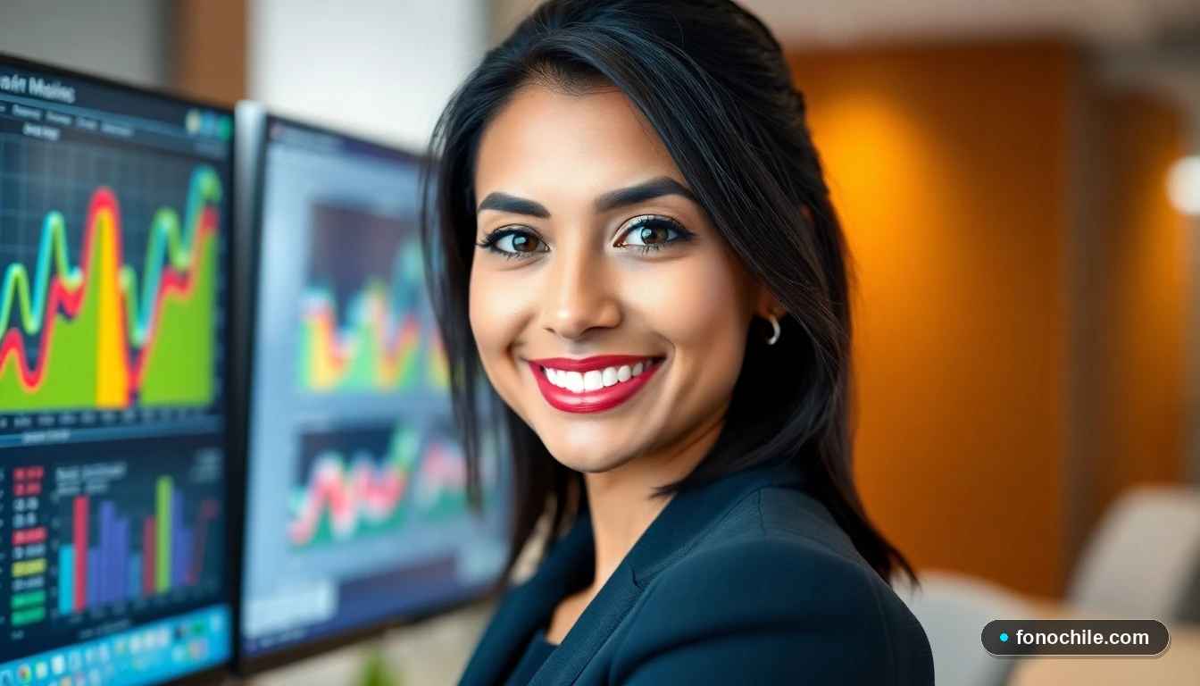 Agente de servicio al cliente de Autopista Central sonriendo en una oficina moderna.