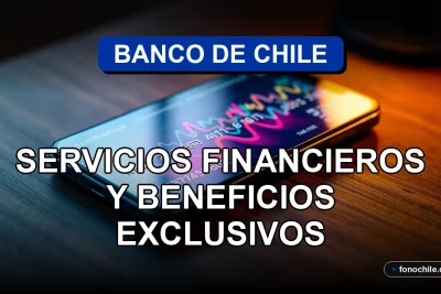 Banco de Chile 2026, vista de un moderno escritorio ejecutivo con una tarjeta de crédito exclusiva y un teléfono inteligente mostrando gráficos abstractos, simbolizando servicios financieros avanzados.