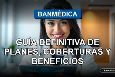 Guía de planes de salud Banmédica 2026 con iconos de cobertura médica sobre fondo azul.