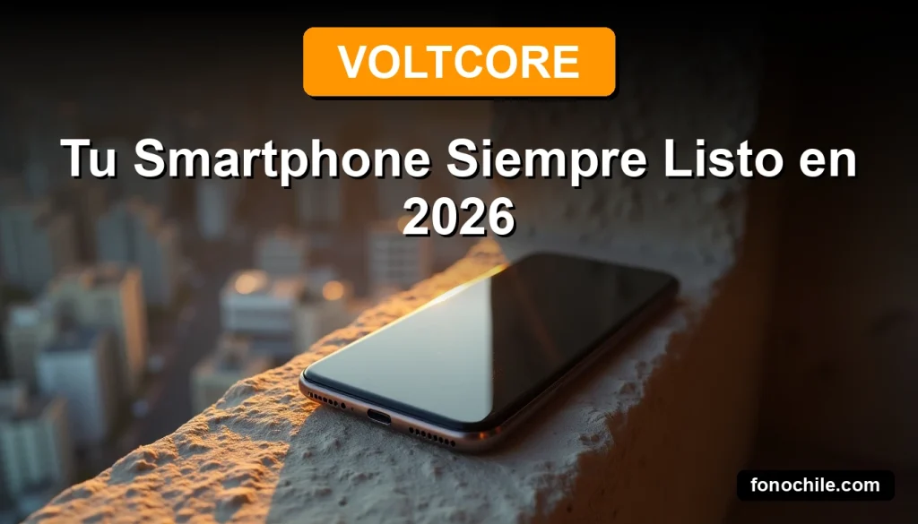 A cinematic shot of a modern smartphone with a long-lasting battery resting on a sunlit stone ledge, with a cityscape blurred in the background.