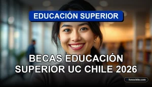 Una mujer latina sonríe con confianza, representando las oportunidades de las becas UC Chile 2026.