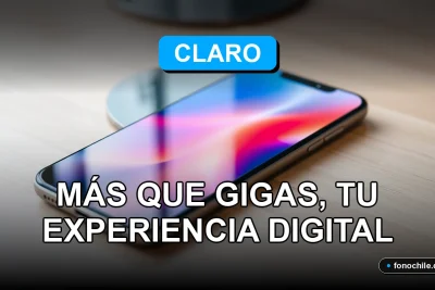 Un smartphone moderno de Claro mostrando gráficos abstractos de datos, sobre un escritorio minimalista.