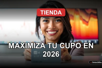 Una mujer sonriente con tarjeta de crédito de tienda sobre fondo abstracto de gráficos financieros borrosos.