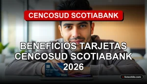 Beneficios de las Tarjetas Cencosud Scotiabank en 2026, tarjeta de crédito sobre escritorio moderno.