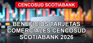 Beneficios de las Tarjetas Comerciales Cencosud Scotiabank 2026 sobre un escritorio moderno.