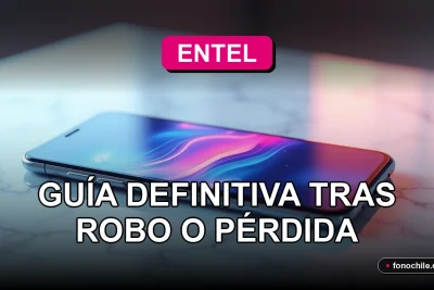 Teléfono móvil bloqueado de Entel en una mesa, con gráficos abstractos en pantalla, concepto de seguridad tras robo.
