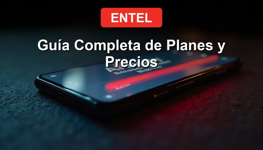 Una mujer joven sonríe mientras mira su smartphone, con un fondo urbano desenfocado, representando la libertad de las Bolsas Ilimitadas Entel.