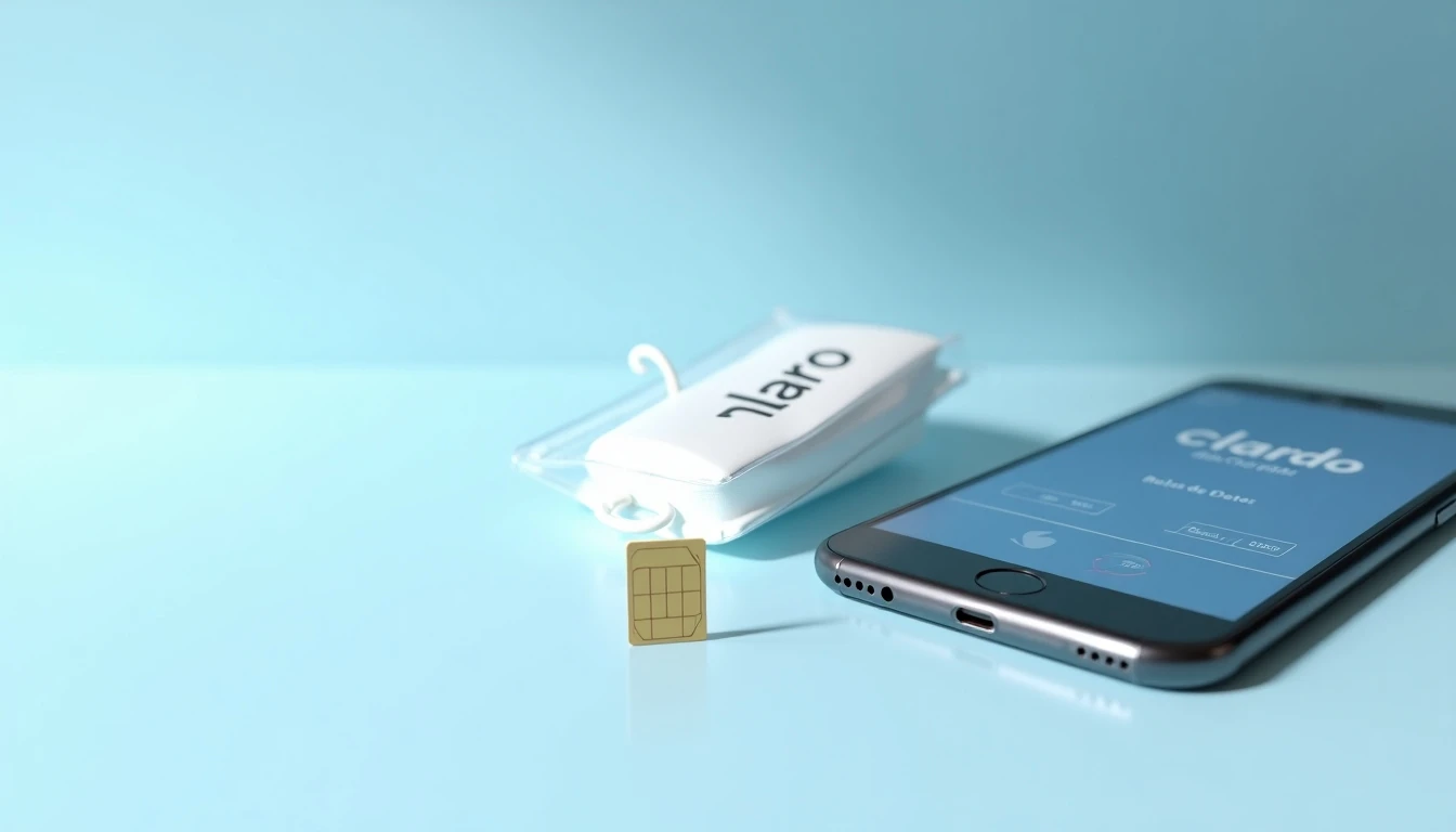 Bolsas prepago Claro 2026 - SIM card y paquetes de datos sobre fondo moderno